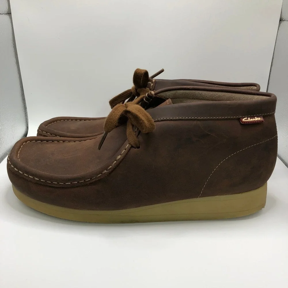Clarks Stinson Hi Mens Beeswax Brown Leather Chukka Moc Toe Boots 9M